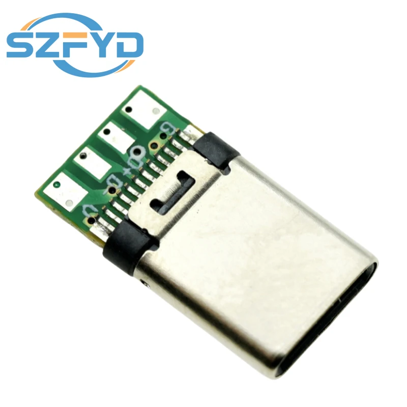 Conector USB 3,1 tipo C, adaptador de receptáculo de enchufe macho/hembra de 24 pines a Cable de soldadura y Cable de 24 pines, compatible con placa PCB, 10 Uds. - imagen 3