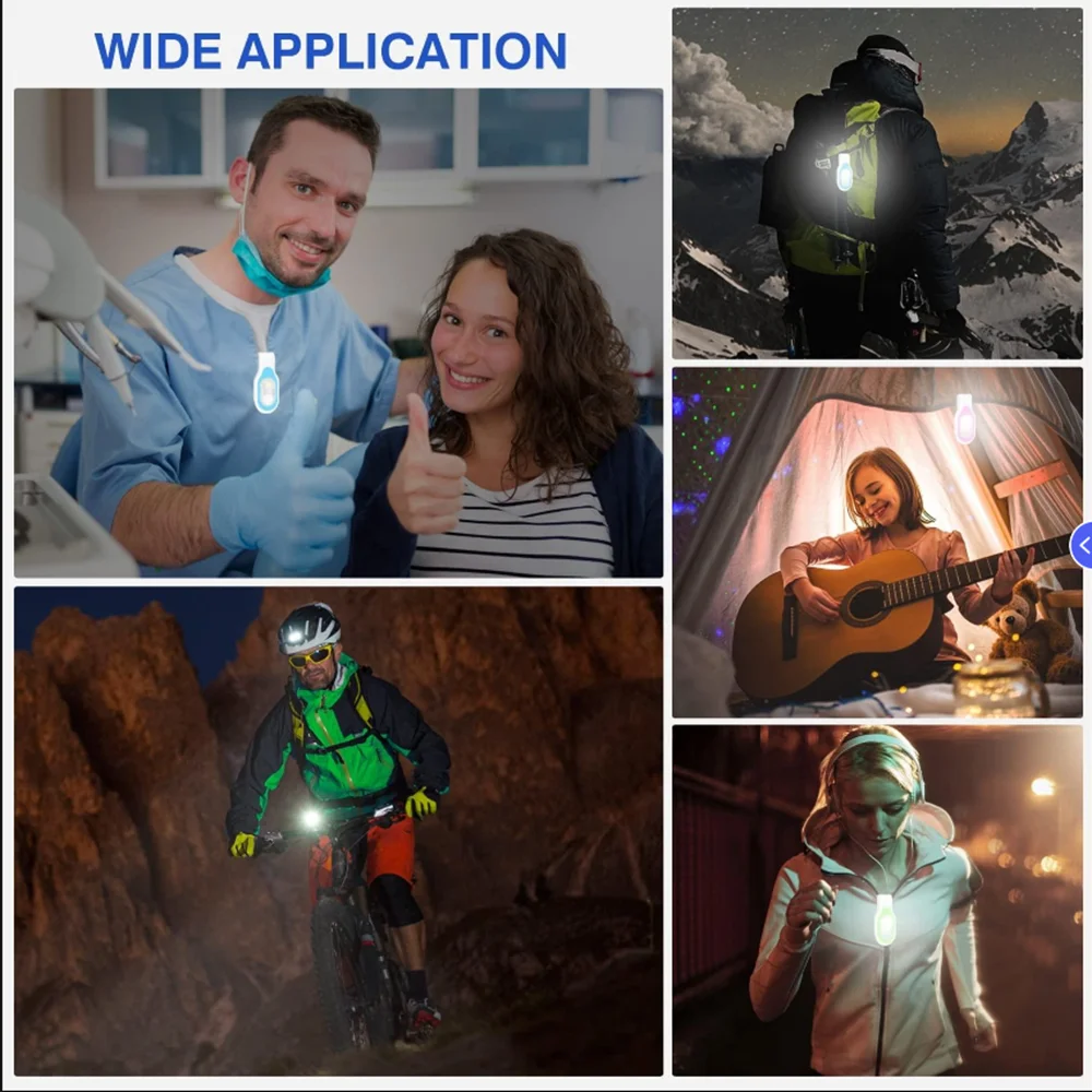 Mini luz de emergencia para correr, Clip de seguridad de silicona suave, lámpara para ciclismo al aire libre, senderismo, caminar, perro, Camping, enfermera, luz de trabajo redonda - imagen 4