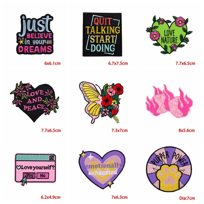 10 Uds. Parche de letras coloridas de dibujos animados mariposa amor corazón parches bordados parches para planchar para ropa parches termoadhesivos - imagen 3