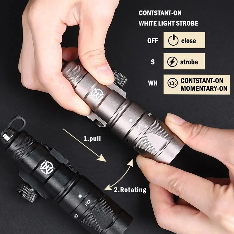 WADSN-linterna estroboscópica de Metal M300W, luz exploradora táctica M600W, arma de caza, interruptor remoto de doble función compatible con riel de 20mm - imagen 4