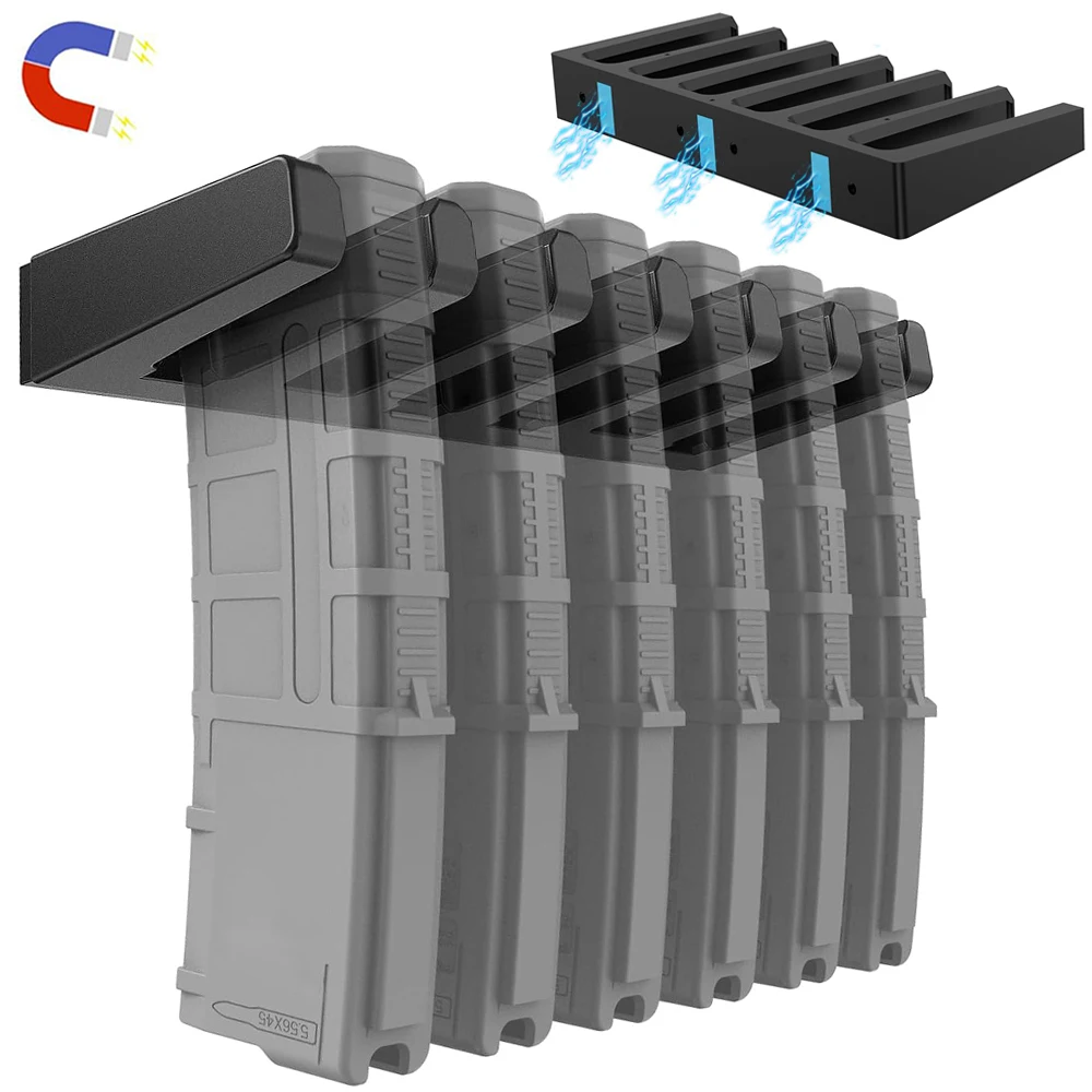 Soporte de pared para revistas tácticos con 6 ranuras, estante magnético estándar para Mag, soporte magnético para AR Mag, estante de almacenamiento para revistas, soporte de exhibición