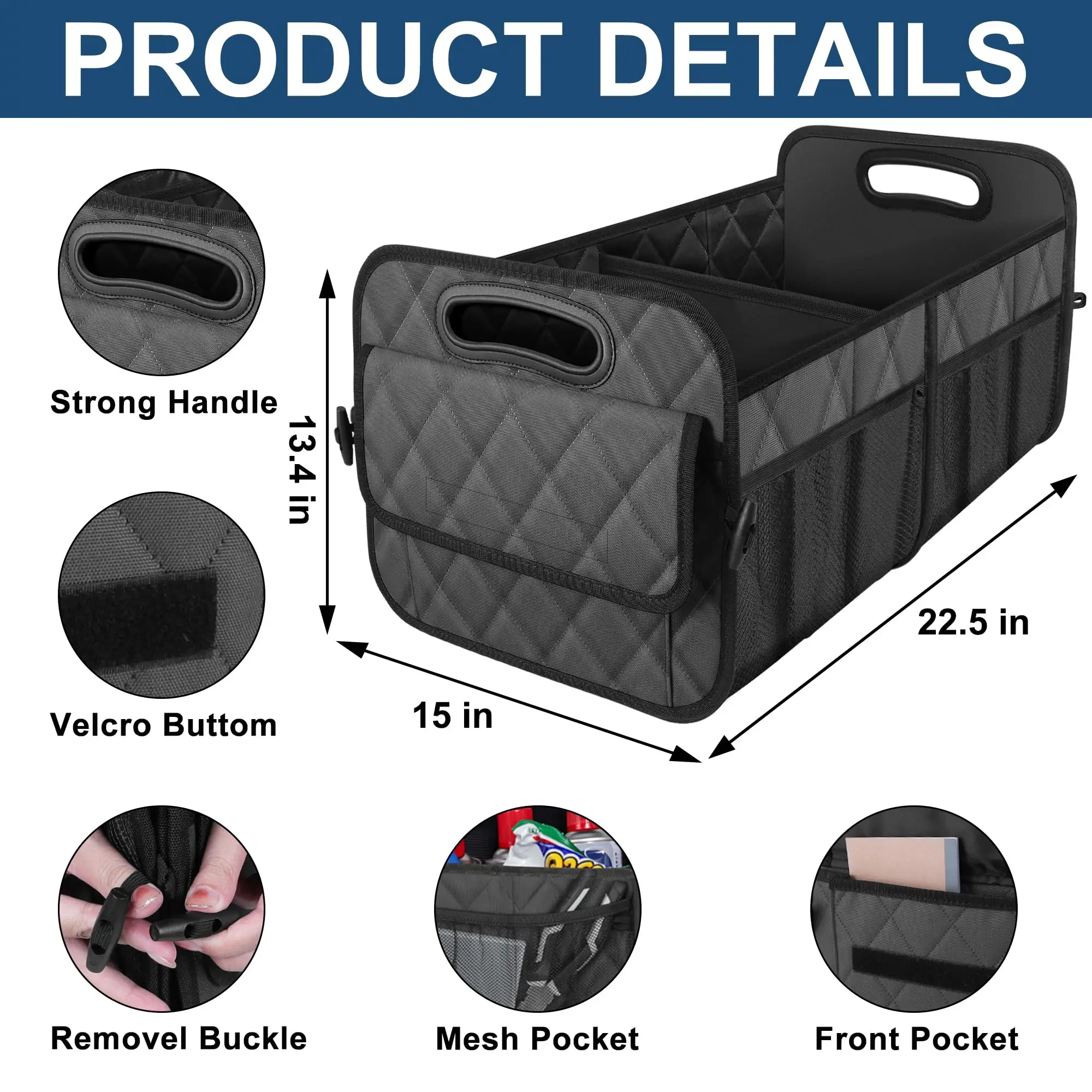 Organizador de maletero coche poliéster impermeable con bolsillos - imagen 5