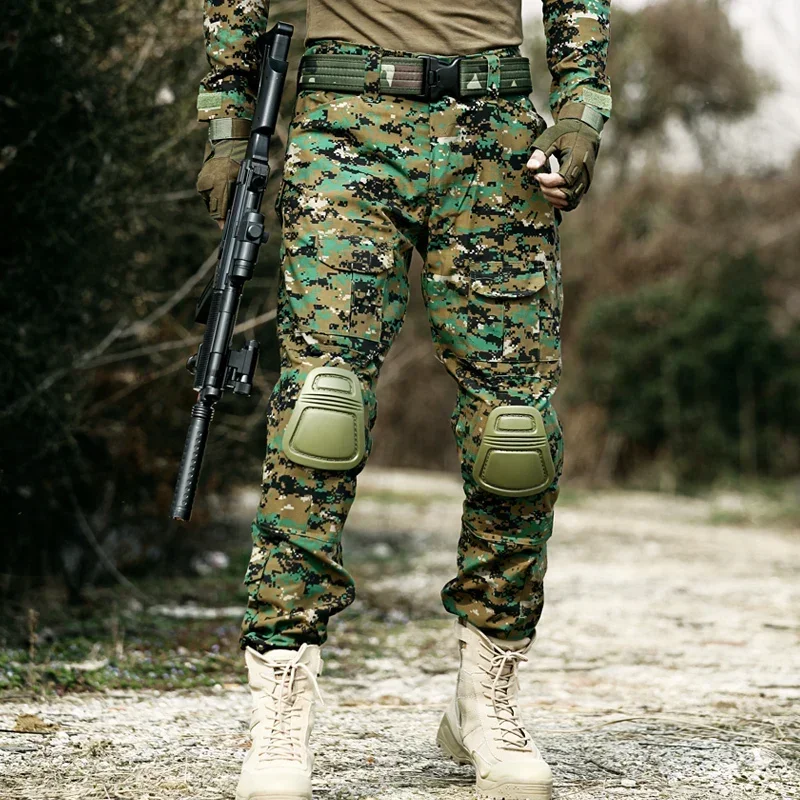Pantalones de caza para hombre con rodilleras, pantalones de carga tácticos Airsoft, pantalones de senderismo, ropa de Paintball - imagen 3