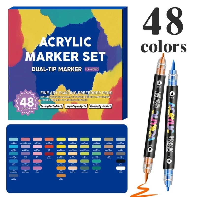 Rotuladores brillo doble punta, bolígrafos acuarela con pincel suave para niños, dibujo artístico, diseño Flexible, - imagen 2