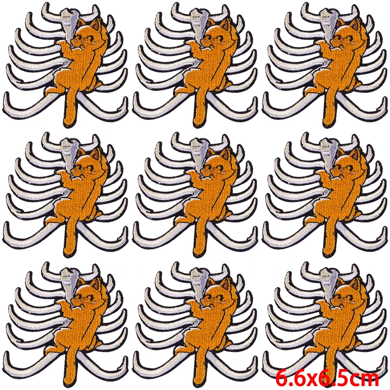 Parche de dibujos animados de Anime, parches bordados de animales para planchar en la ropa, insignias de bucle de gancho, lote de 10 unidades - imagen 4