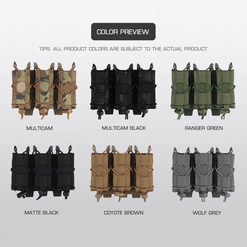 Bolsa Molle para pistola Mag Triple para calibres 9mm/.40 45acp Glock S&W SIG 1911 Carrier H&K CZ FN Walther IWI Taurus Mag funda para bolsa - imagen 5