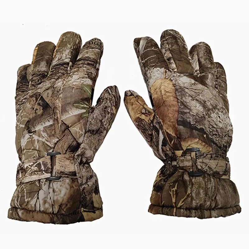 Guantes de invierno impermeables de camuflaje biónico para caza y pesca, guantes térmicos interiores de lana antideslizantes para ciclismo, montañismo y senderismo - imagen 3