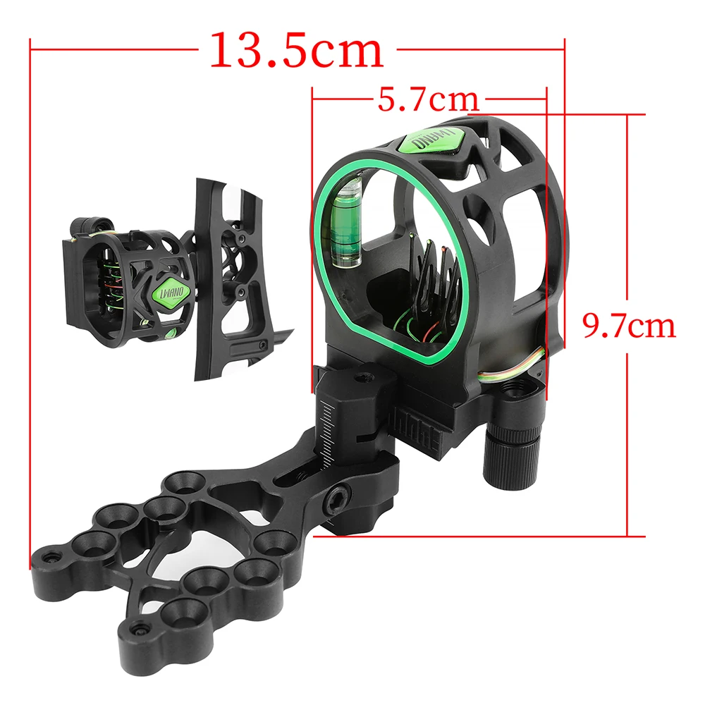 Mira telescópica L/R de 5 pines para tiro con arco compuesto, aleación de aluminio, 0,019 pulgadas, luz de puntería de fibra óptica, tiro con arco, objetivo de caza, 1 ud. - imagen 3