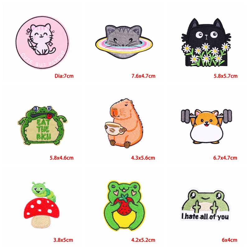 5 uds Corgi gato Rana dinosaurio parche bordado hierro en parches para ropa parches termoadhesivos DIY parches de animales de dibujos animados - imagen 2