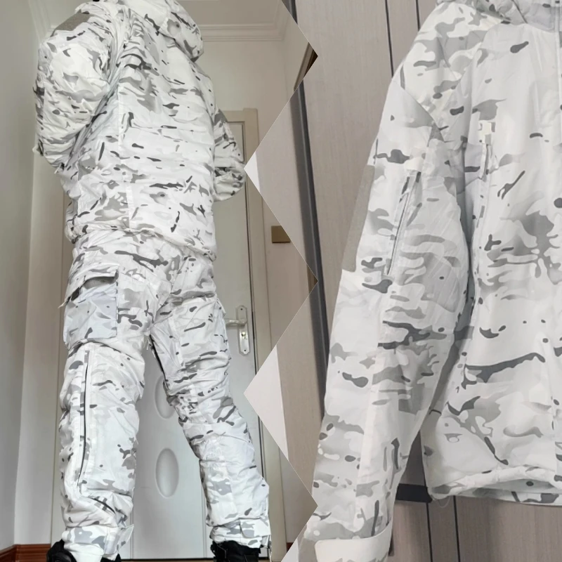 Chaqueta táctica de algodón camuflaje para nieve invierno engrosado a prueba de viento resistente a salpicaduras pantalones de abrigo resistentes para clima frío