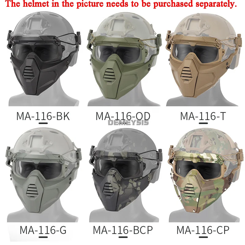 Máscara de gafas tácticas protección facial completa máscaras de tiro de caza resistente a impactos máscara de combate Militar Airsoft con juego de gafas