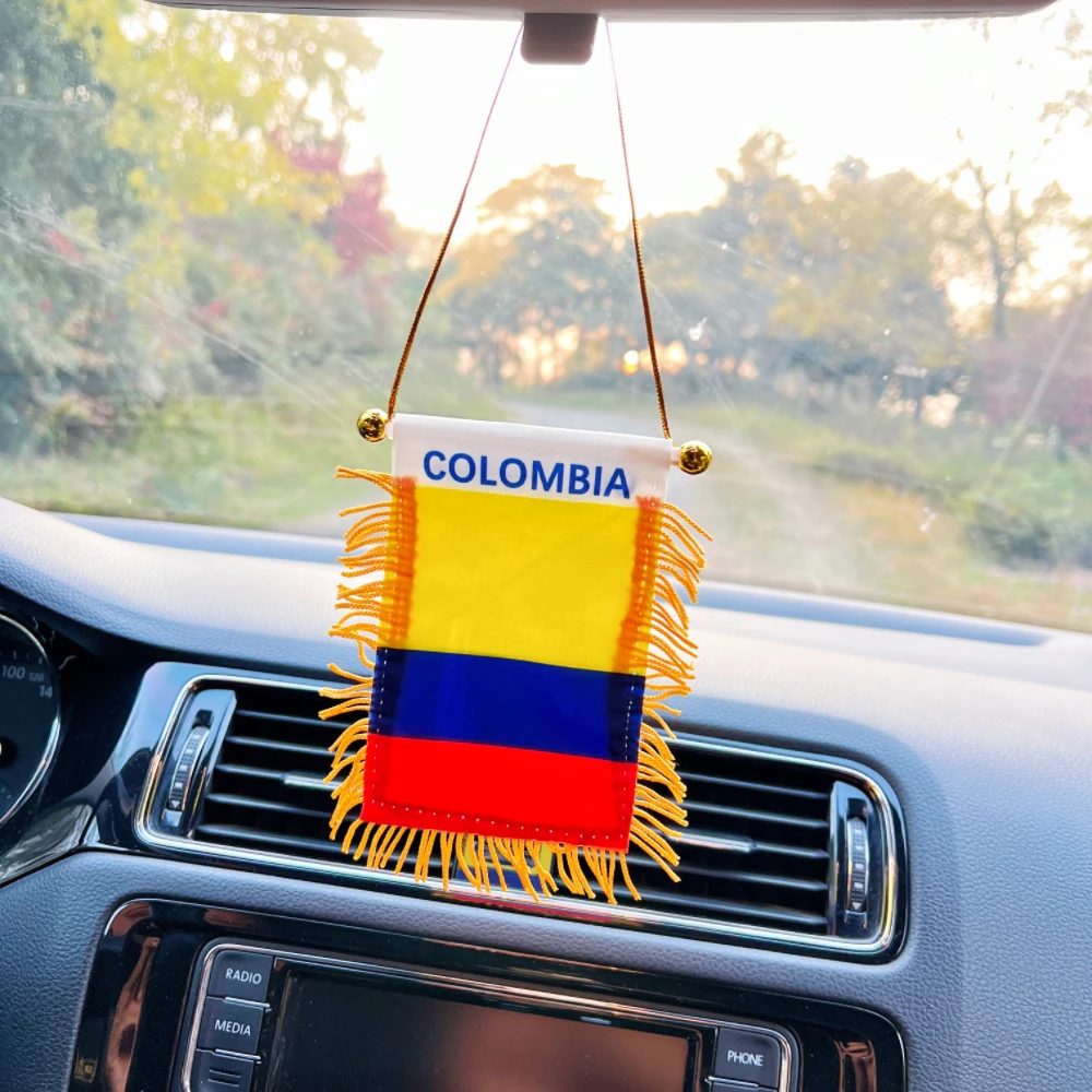 10x14cm decoración de ventana de coche poliéster co colombia banderín colgante banderas Mini banderín colombiano - imagen 2