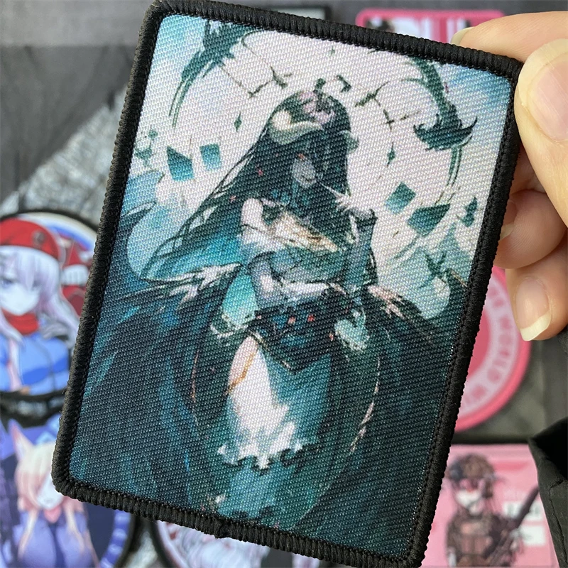 Emblema de moral táctico de primera línea para chicas jóvenes, animación, segundo elemento, brazalete con gancho y bucle impreso, pegatina para mochila militar moral - imagen 4