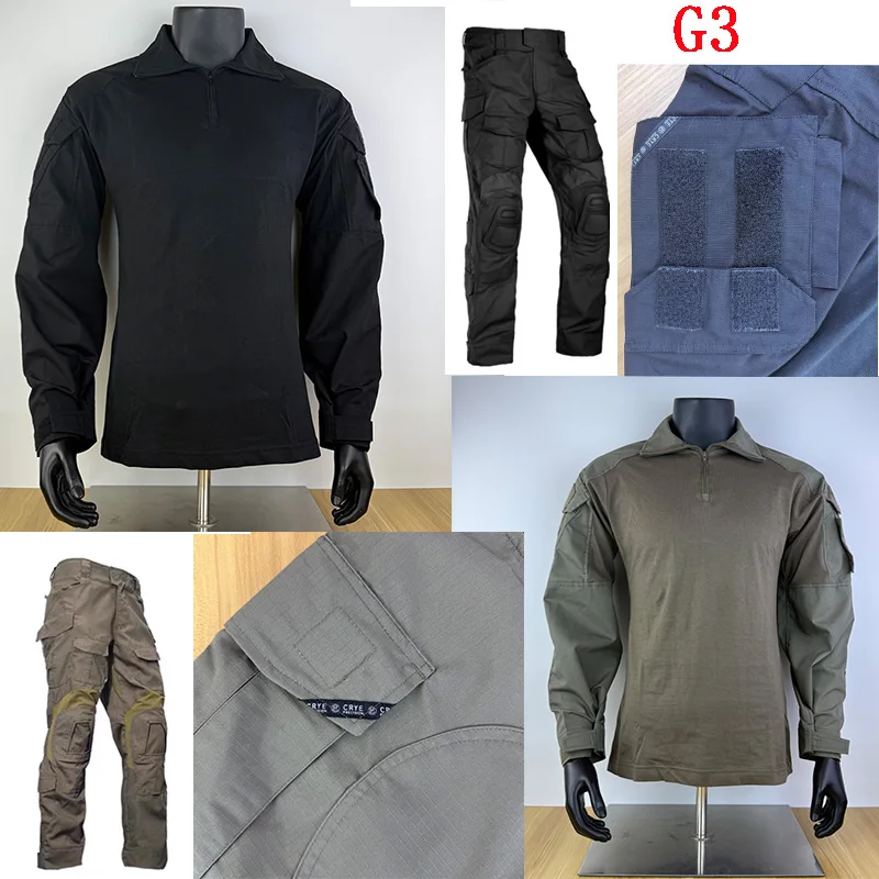 Conjunto de top y pantalones de traje de combate táctico G3 para exteriores serie RG, BK