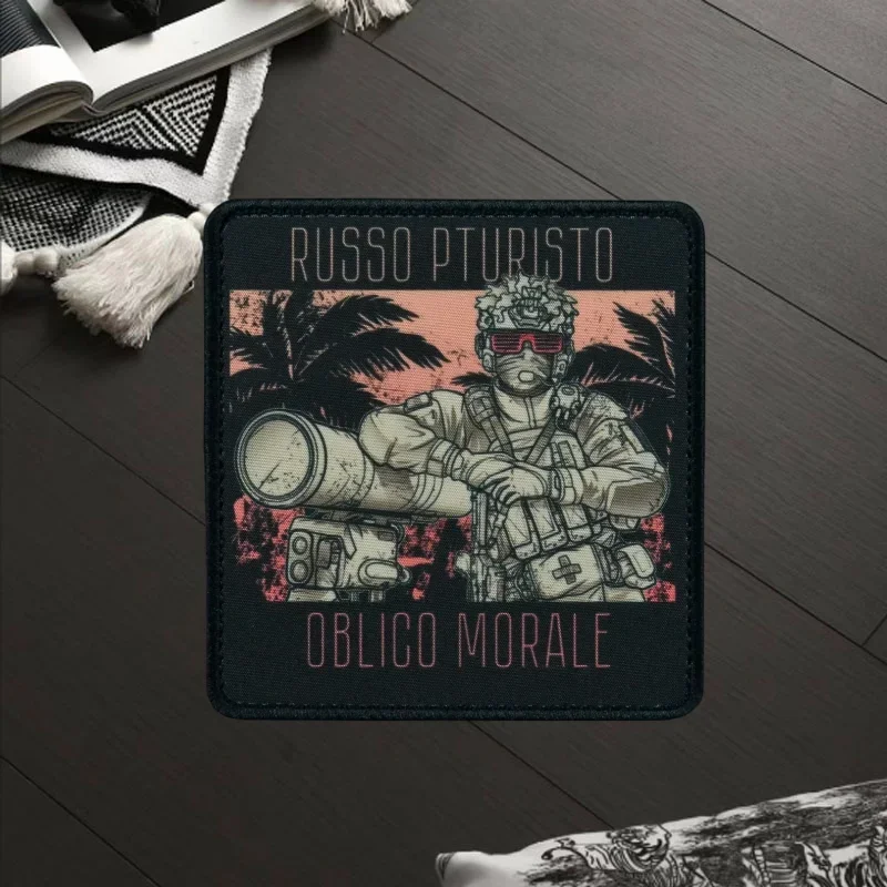 Parche estampado divertido "Russo Pturisto", insignia de moral táctica, gancho y bucle, mochila militar, ropa, pegatina decorativa, brazalete - imagen 4