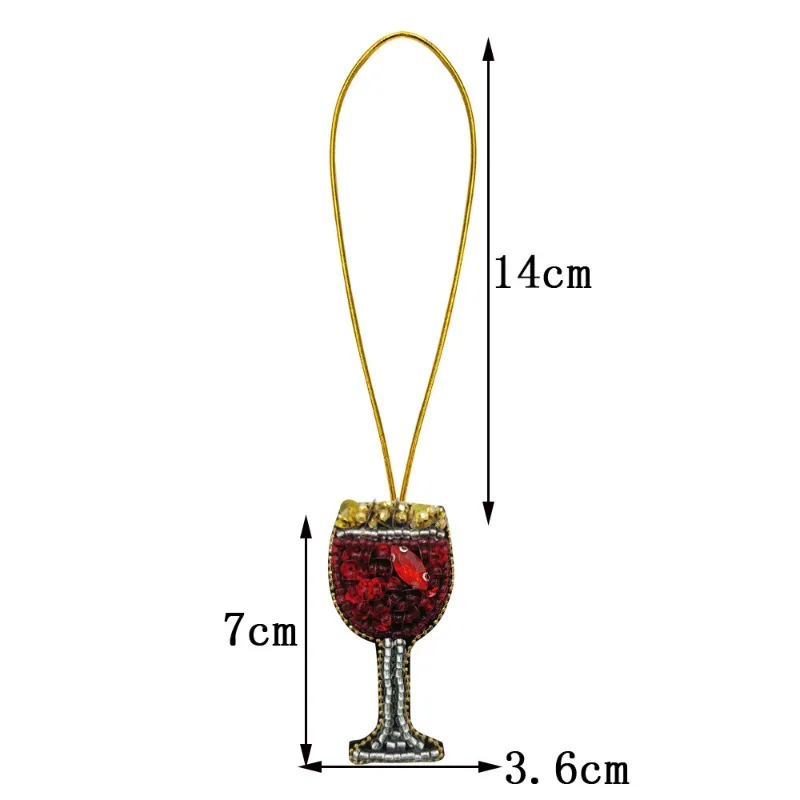 Parches de cuerda colgantes para bebidas, copa de vino de piña con cuentas de diamantes de imitación hechos a mano en 3D populares, parche de cordón colgante con cuentas para bolsa de cóctel - imagen 5
