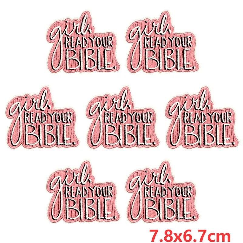 10 unids/lote de apliques de letras/frases rosas, parches para planchar para ropa, parches bordados con texto de dibujos animados en ropa, insignias fusibles - imagen 2