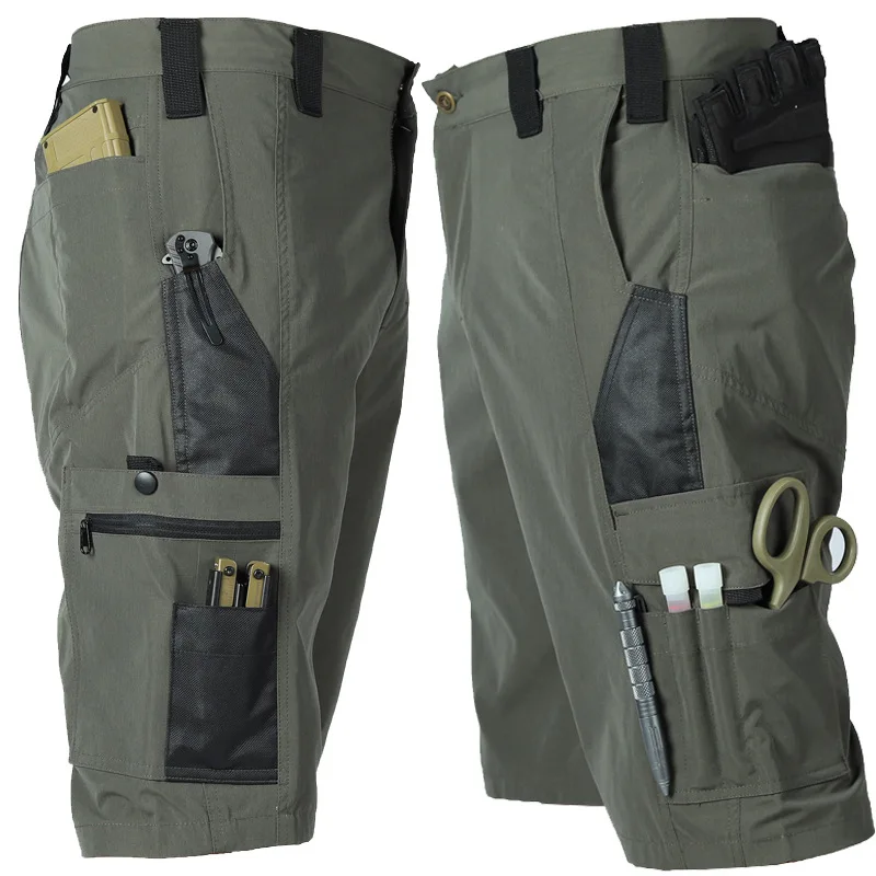 Pantalones cortos de camuflaje tácticos, pantalones de trabajo al aire libre, pantalones cortos Cargo informales con múltiples bolsillos para hombre, pantalones cortos resistentes al desgaste de secado rápido para hombre
