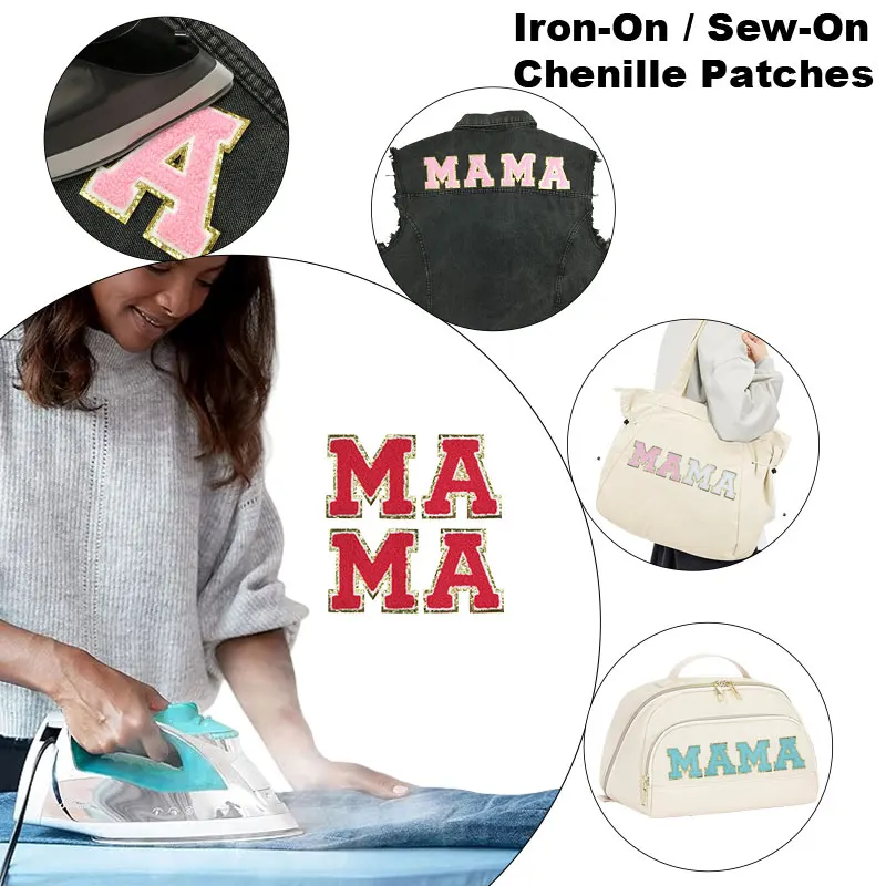 Parches bordados de chenilla con letras de varios colores, calcomanías en ropa, vestidos, sombreros, Jeans, su nombre, accesorios de bricolaje - imagen 5