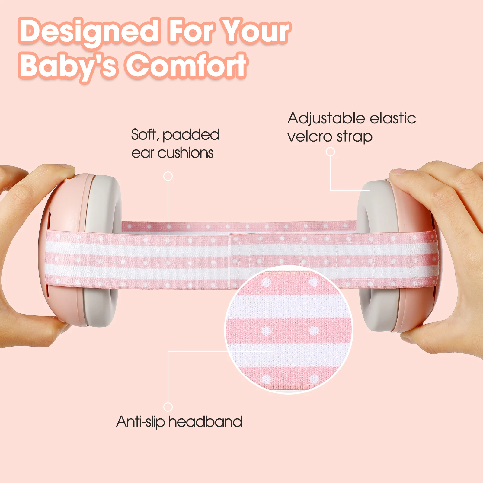YHKEMA-auriculares con cancelación de ruido para bebés, orejeras con protección para los oídos para bebés con diadema elástica para viajes, accesorios para bebés - imagen 4