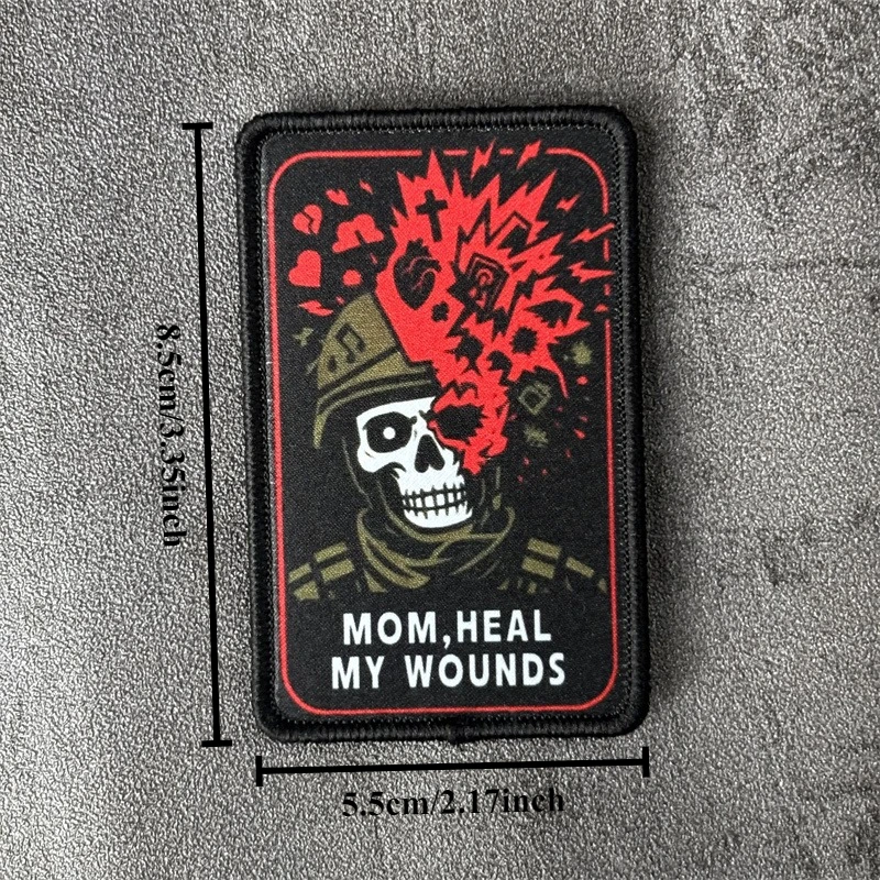 Parche táctico "MOM, HEAL MY WOUNDS", brazalete con estampado, insignia de moral, gancho, parches militares, ropa, mochila, pegatina - imagen 3