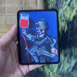 Parches estampados de calavera para casco, brazalete táctico, insignia de moral de Chevron ruso, pegatina de gancho y bucle para mochila