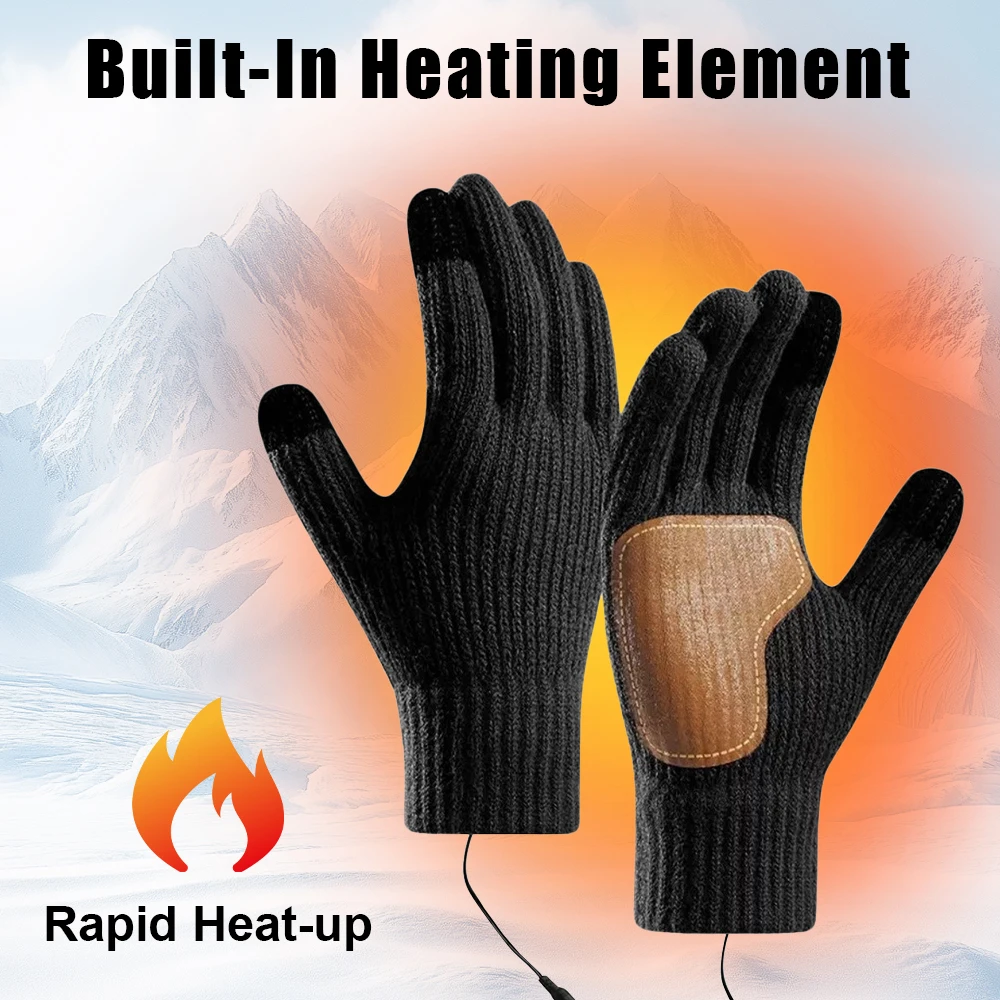 Guantes calefactables, guantes cálidos eléctricos, pantalla táctil térmica, cubiertas de manos de invierno calentadas por USB para caza al aire libre, esquí, escalada, correr - imagen 2