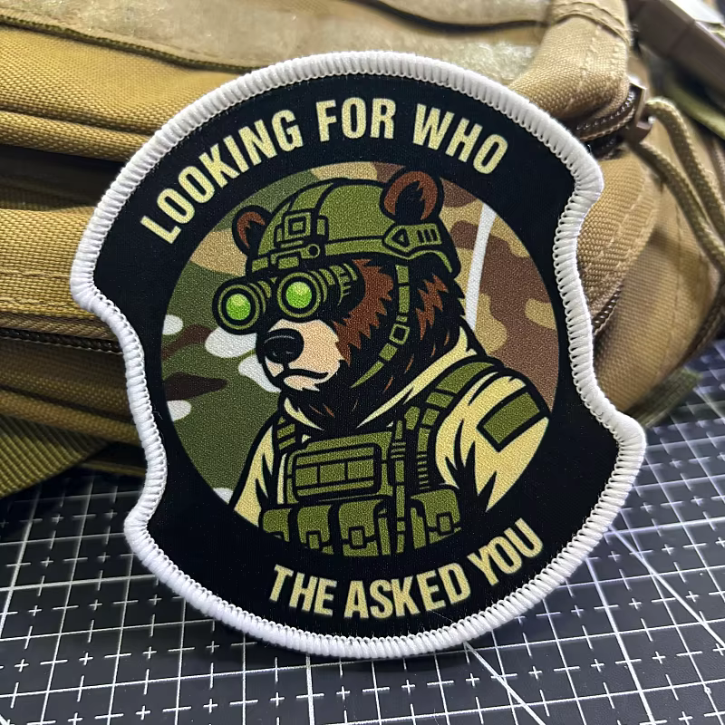Parche táctico de oso soldado – insignia moral con velcro