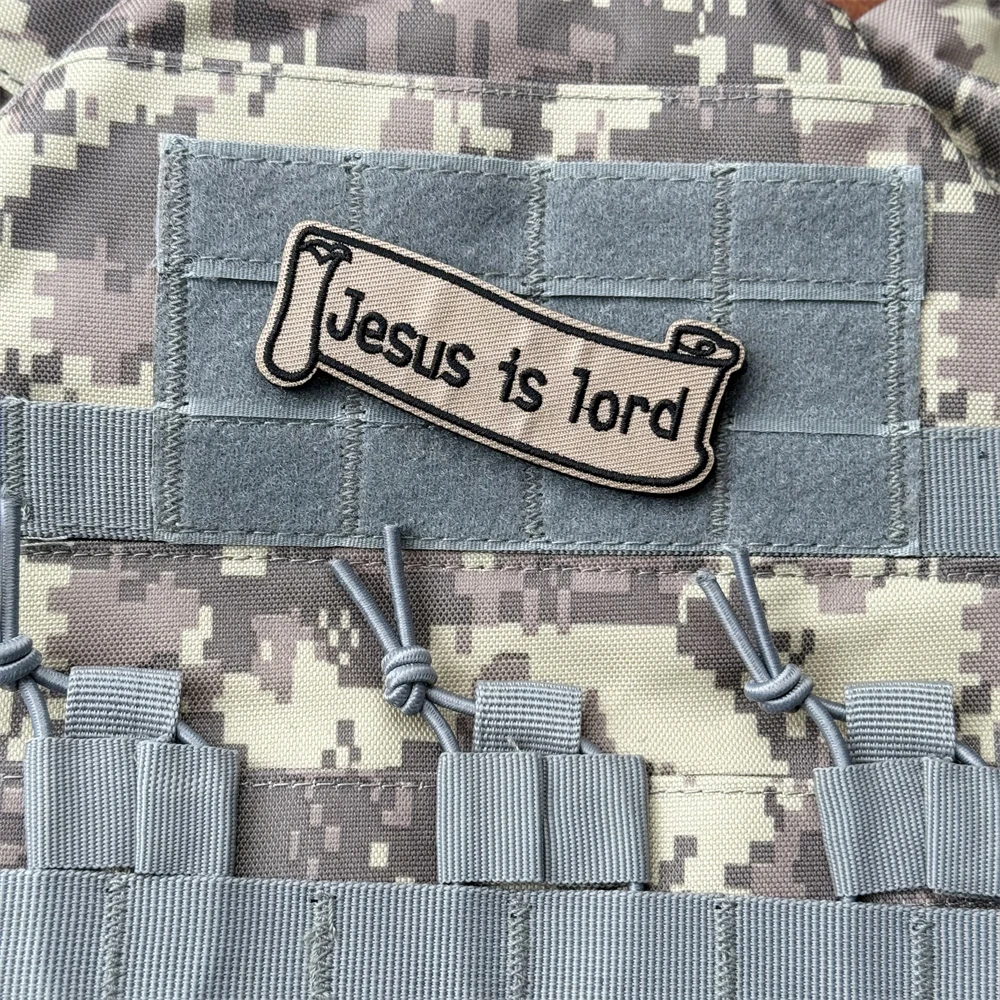 Parche de Jesús Is Lord, apliques bordados, parche de motociclista cristiano, insignia de moral táctica, parches de bucle de gancho, pegatina para mochila militar - imagen 5