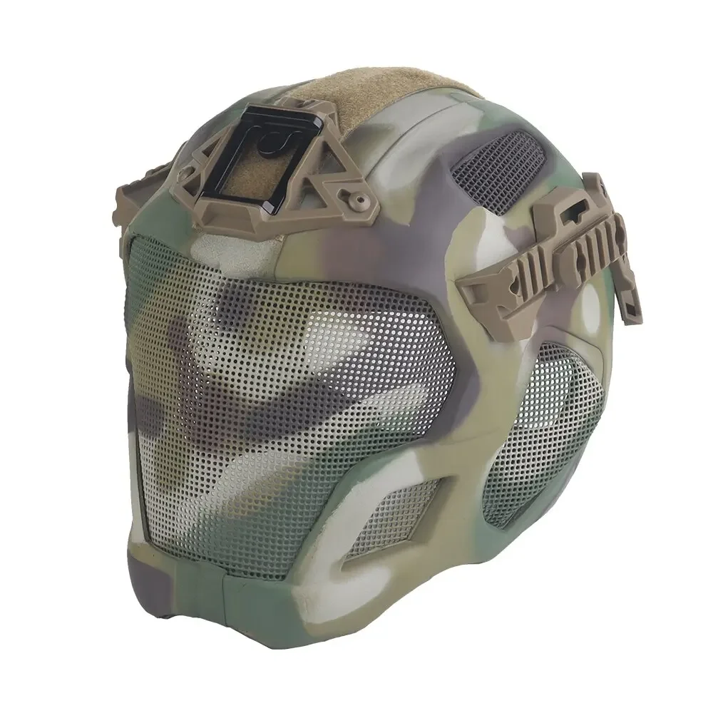 Casco táctico de protección completa Militar caza Airsoft Paintball CS malla de acero máscara facial de seguridad EVA ligero Punk Cosplay