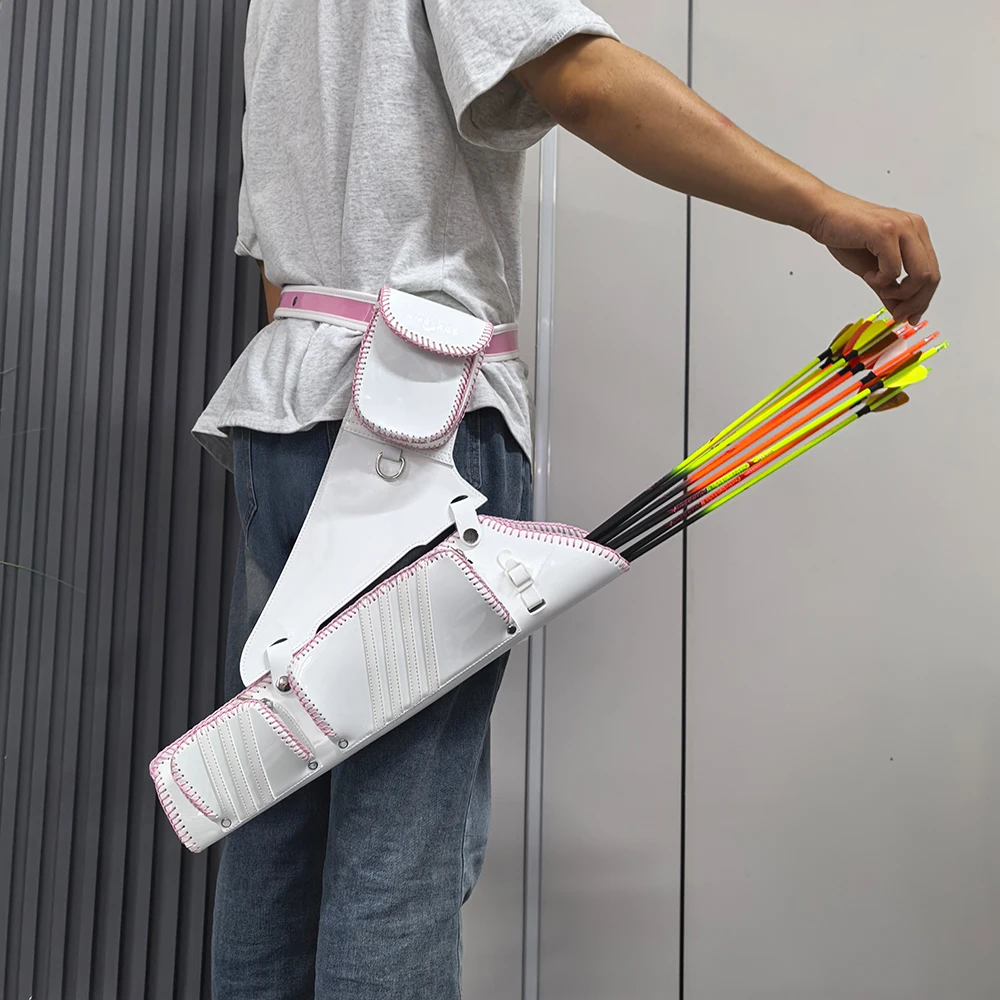 Flecha aljaba tiro con arco mano derecha cadera flecha bolsa arco compuesto arco recurvo tiro objetivo práctica caza flecha titular - imagen 5