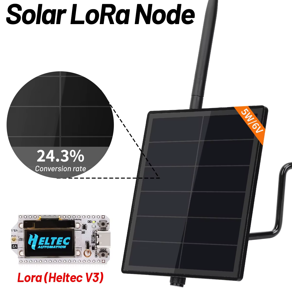 Nodo Solar D5 ESP32 SX1262 para Meshtastic – Panel 5V batería 3.7V - imagen 4