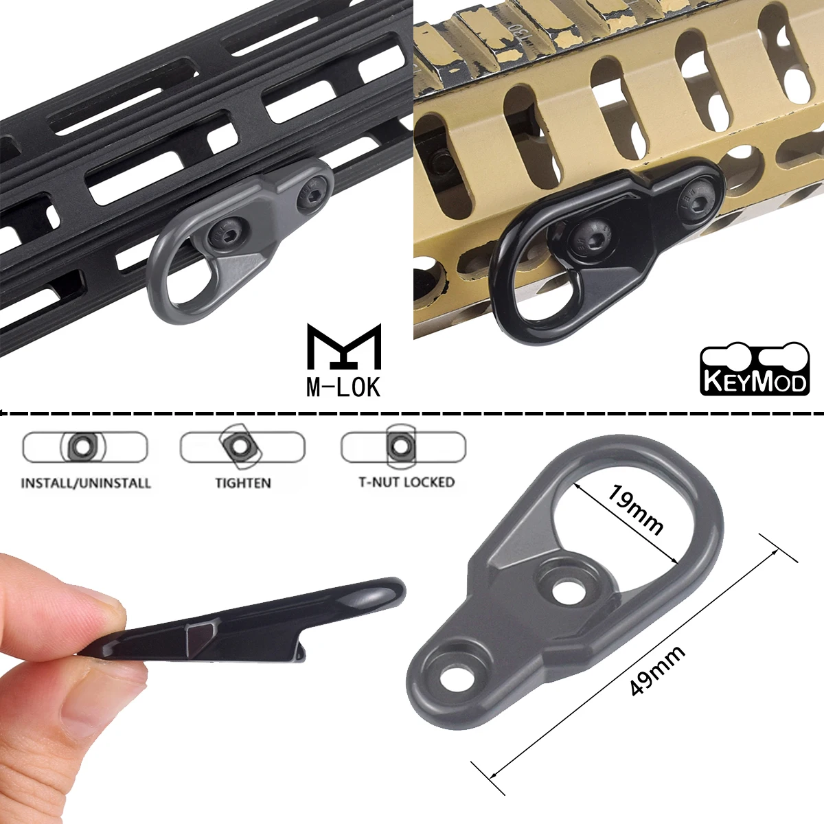 Hebilla QD giratoria RSA GBB – Montaje para riel Picatinny - imagen 5