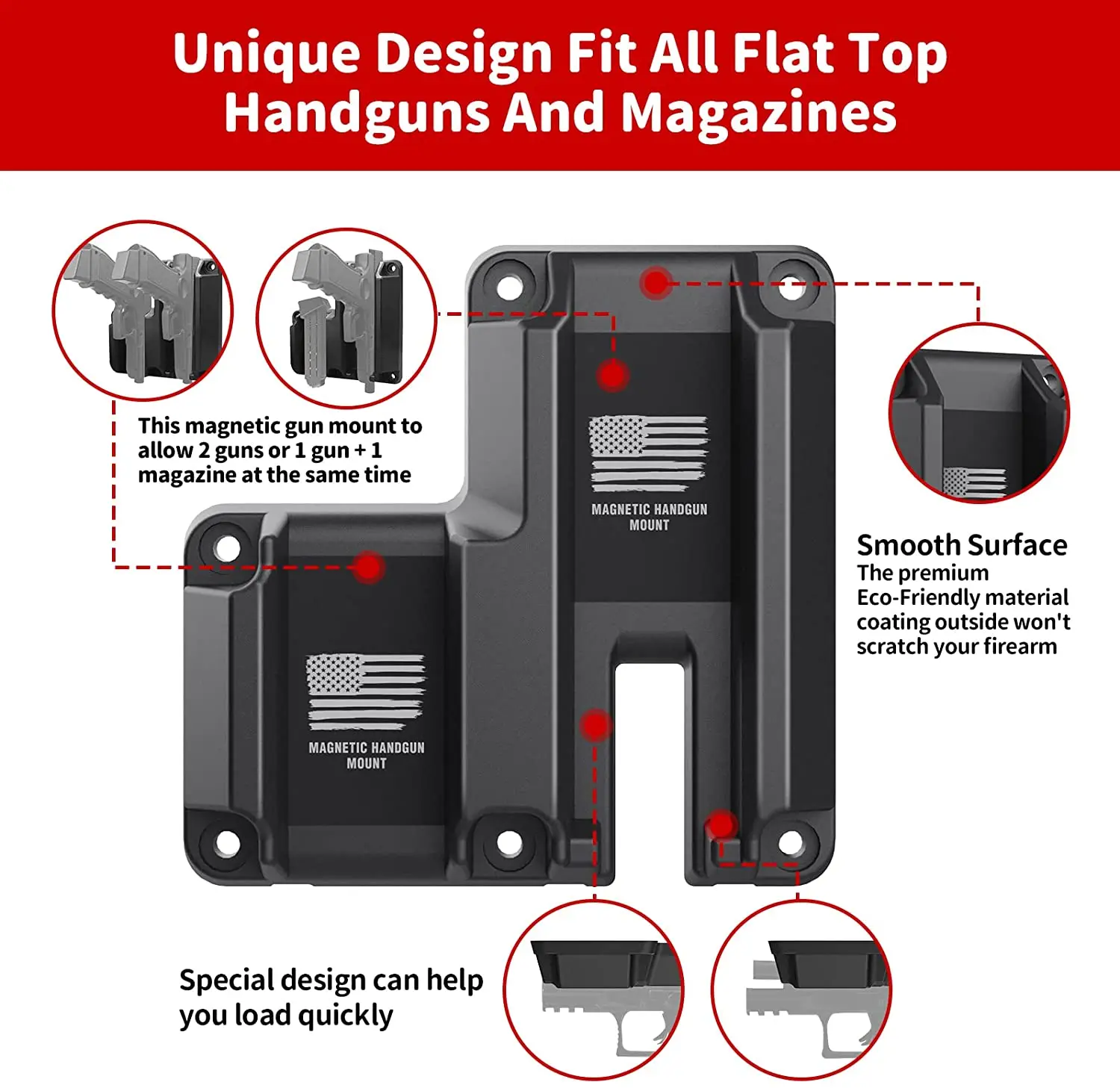 Soporte magnético táctico para pistolas, soporte magnético oculto para caza, cargado de extracción rápida, se adapta a accesorios Airsoft de parte superior plana - imagen 2