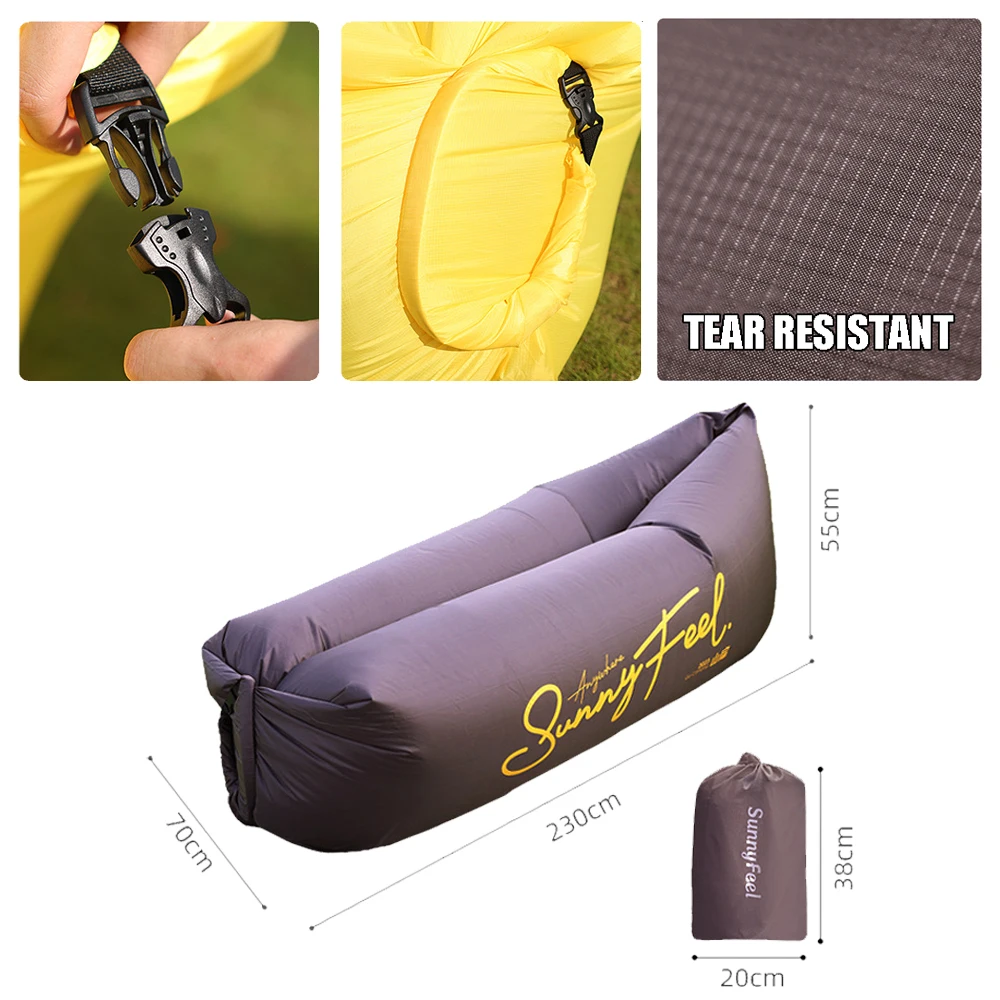 Sofá inflable, sofá perezoso portátil, tumbona de aire con bolsa de transporte, flotador inflable para piscina para acampar, Picnics en la playa y patio trasero - imagen 5