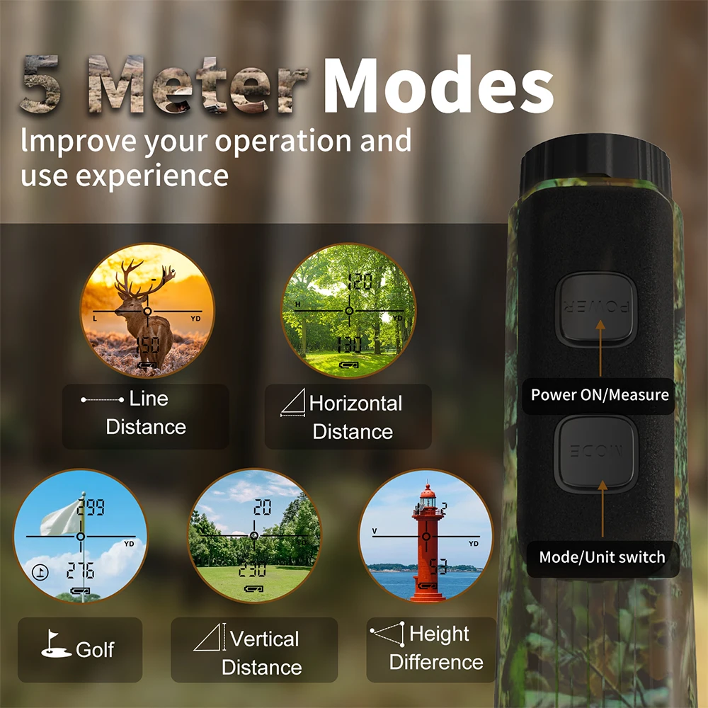 Nuevo telémetro láser de camuflaje telescopio de caza deportes al aire libre telémetro de Golf 6X medidor de distancia recargable al aire libre - imagen 4