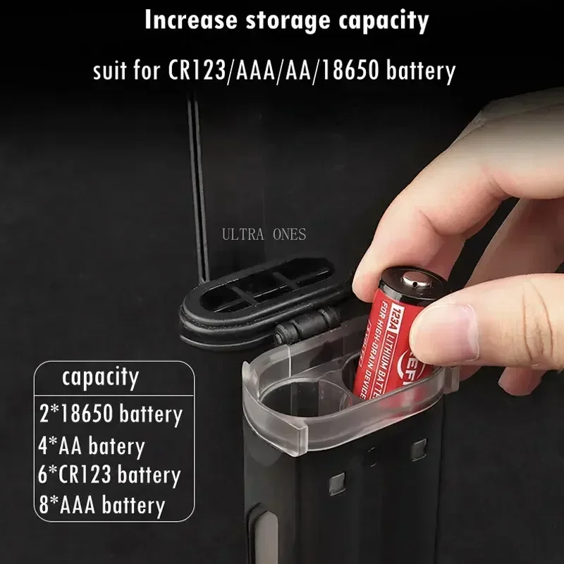 Caja de almacenamiento de batería táctica, contenedor de almacenamiento de batería de caza impermeable para CR123/18650 / AA / AAA - imagen 4