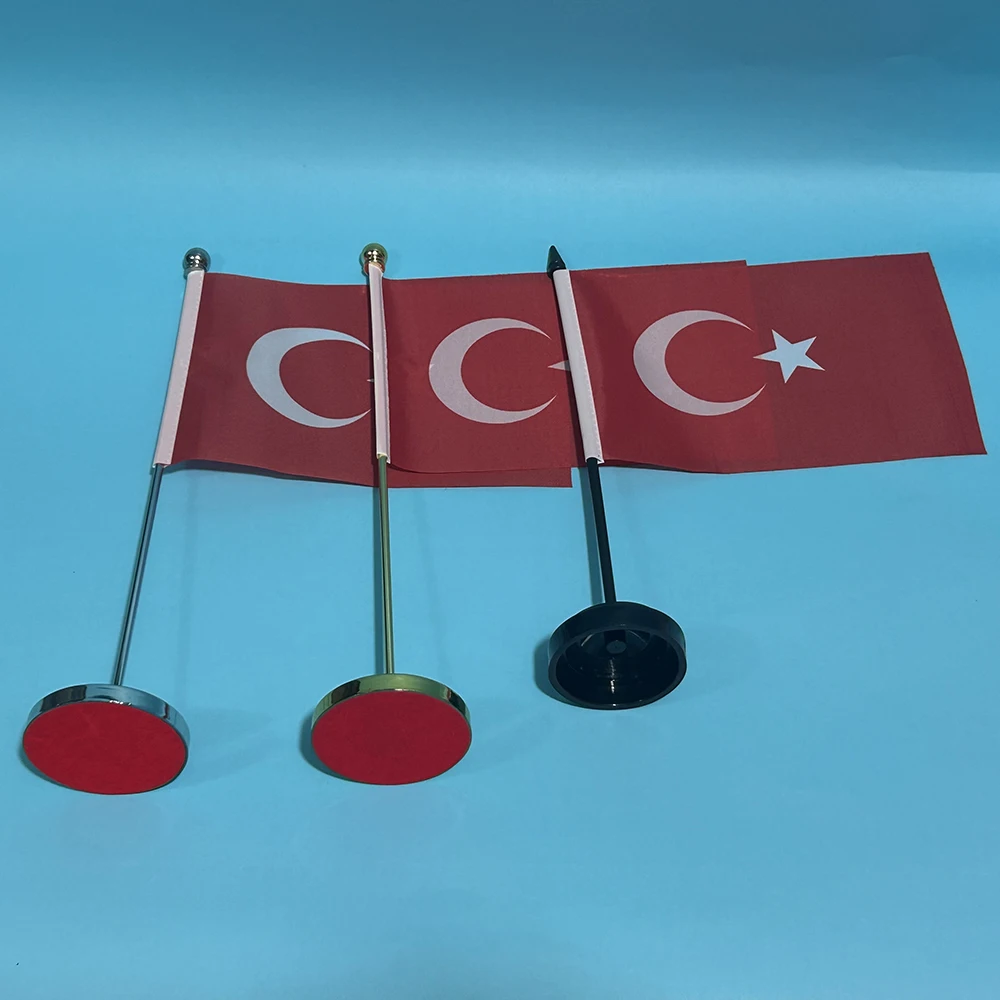 BANDERA DE SKY, escritorio de oficina, bandera pequeña de Turquía, 14x21cm, poliéster, bandera nacional de Turquía, cartel de país, adornos de escritorio, banderas - imagen 2
