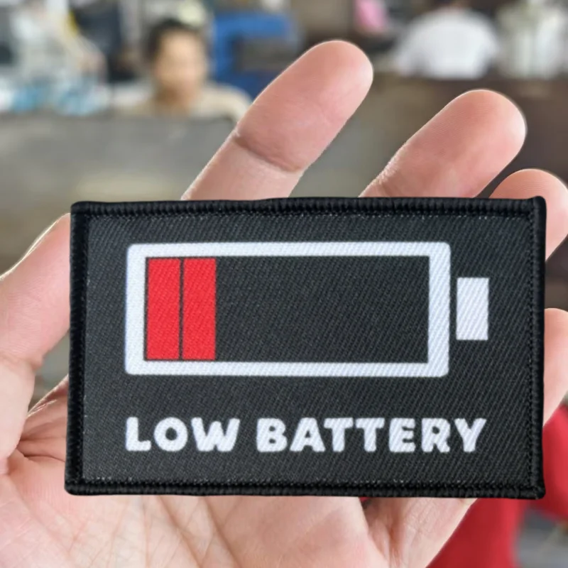 Parche de impresión de batería baja, chaleco táctico, sombreros con gancho y bucle, insignia de moral, mochila, pegatinas decorativas, parches para brazalete para ropa - imagen 2