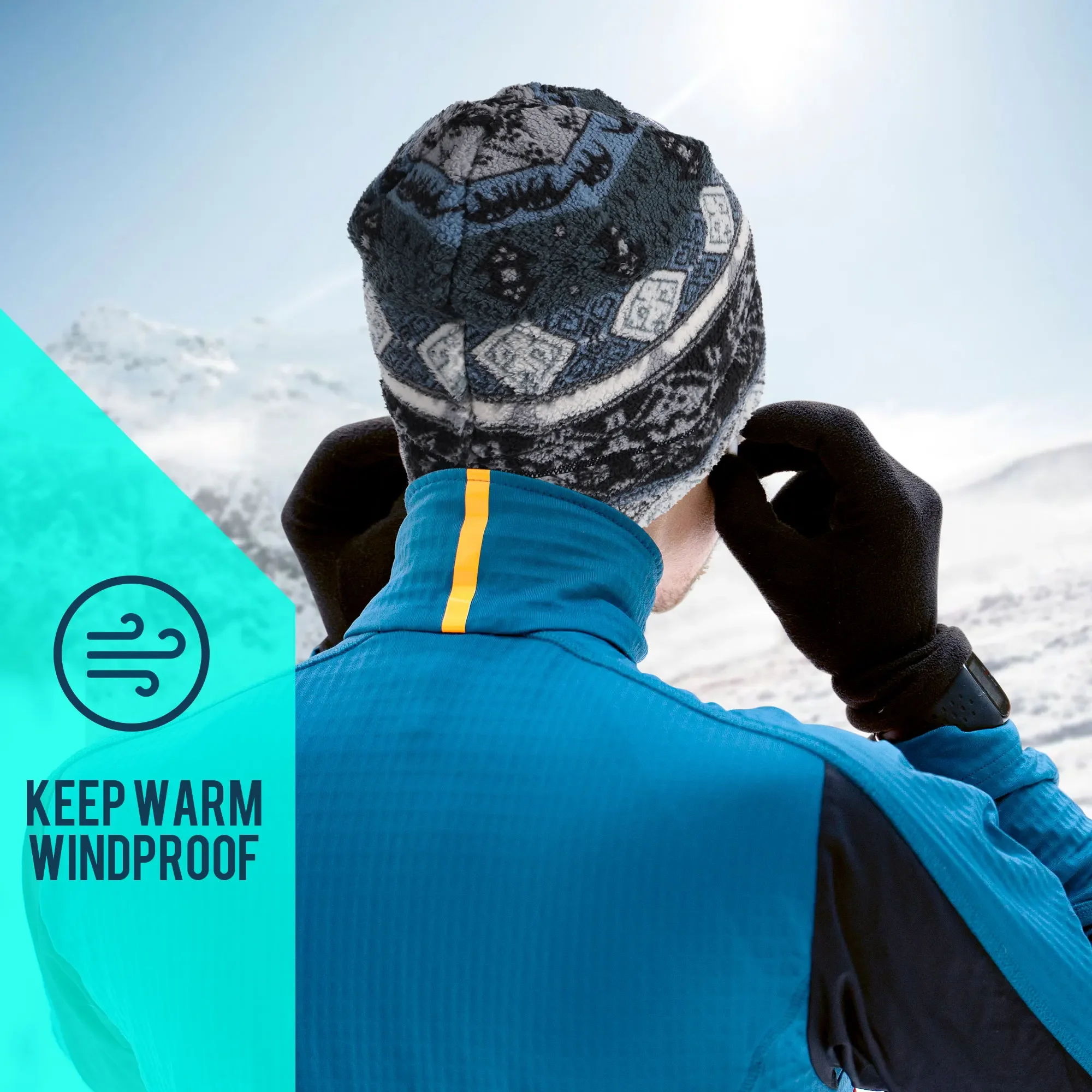 Gorros cálidos de invierno, gorro de ciclismo de lana a prueba de viento, cubierta para las orejas, deportes, correr, esquí, senderismo, Camping, Snowboard, gorros suaves y holgados con calavera - imagen 4