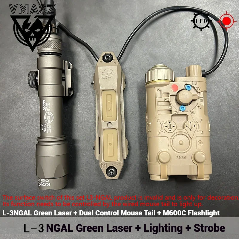 Element L3-NGAL Puntero láser Estuche táctico láser rojo y verde de nailon con luz estroboscópica LED para equipos tácticos al aire libre - imagen 2