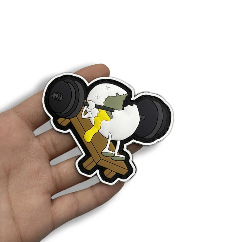 Barra de fitness para triturar cáscaras de huevo, parche luminoso de gancho y bucle de PVC, insignia moral, insignias tácticas, parches de accesorios de ropa - imagen 4