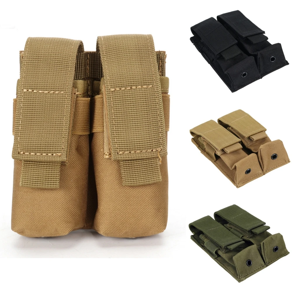 Bolsa para revistas de 9mm, bolsa individual doble para revistas, Molle para exteriores, bolsa para revistas con tapa abierta para Glock M1911 92F, bolsa para linterna - imagen 2
