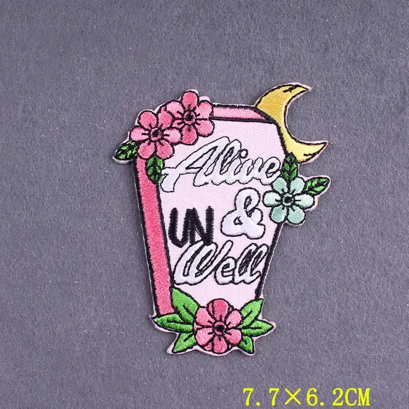 Parche bordado de bruja para ropa, parches termoadhesivos a rayas, parche Punk, parches para planchar en ropa, insignias góticas en mochila - imagen 5