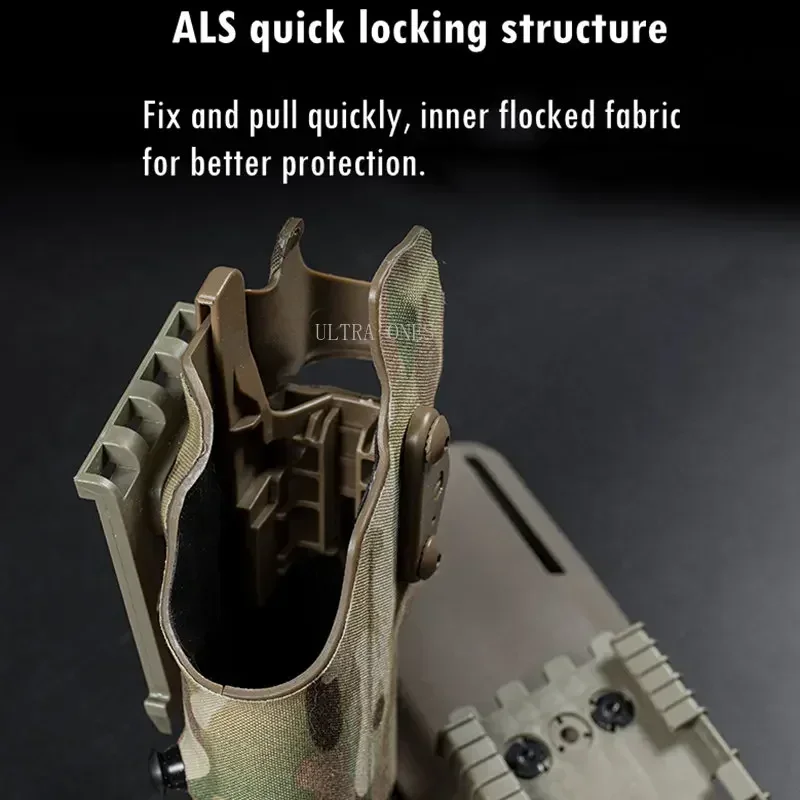 Funda táctica Airsoft para Glock 17 Gen4 19 con X300 X300U, funda ligera de pistola de liberación rápida con correa, accesorios de tiro - imagen 5