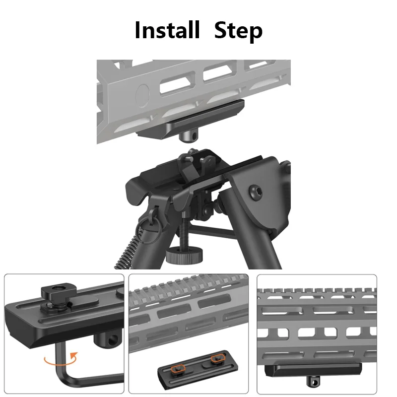 Adaptador de bípode de riel MLok, montaje de perno de eslinga, con tuercas 4T, 4 tornillos y 1 llave Compatible con Harris, para caza Bopid, accesorios para pistola de juguete - imagen 5