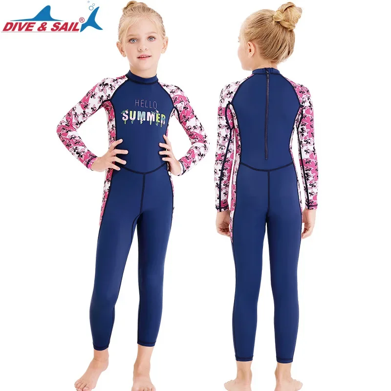 Nuevo Traje de buceo para niños, trajes de neopreno con protección UV, traje de baño de una pieza de manga larga con protección UV para mantener el calor - imagen 3