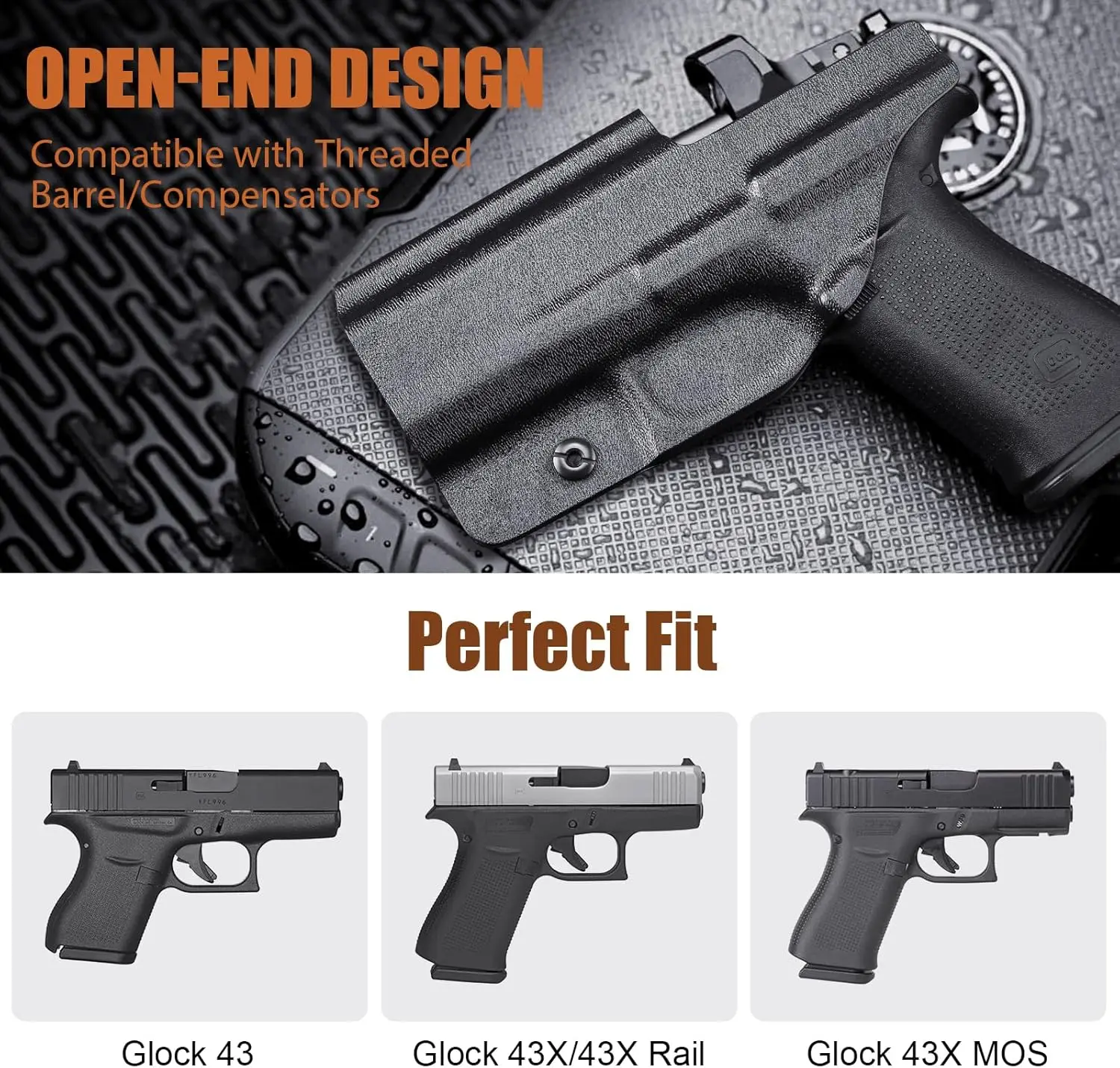 Para Glock 43X / 43X MOS / G43, funda IWB Kydex, funda de transporte oculta de apéndice, cantimiento y retención ajustables, mano derecha - imagen 2