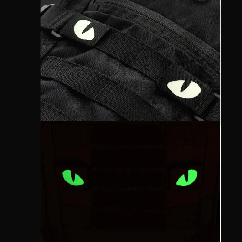 Parche táctico con gancho y bucle de ojos de gato, parche con apliques de combate que brillan en la oscuridad para sombreros, casco, mochila, Parche Militar - imagen 4