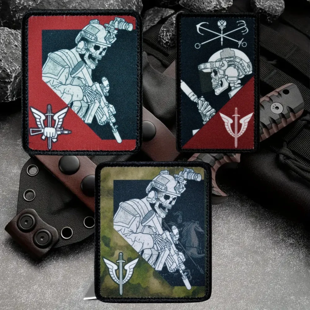 Parches tácticos impresos de las fuerzas especiales de la guardia rusa, insignia de moral OMON SPB, brazalete, calavera, murciélago, gancho y bucle, pegatinas para mochila - imagen 2